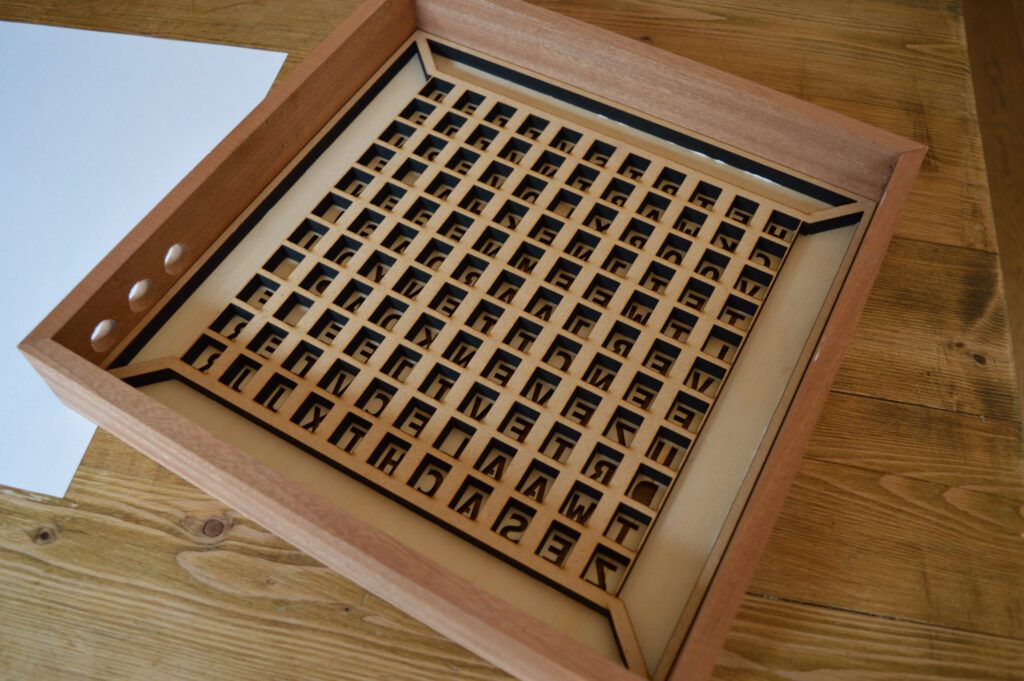 Photo of the ClockSquared lightbox after being united with the frame and front plate
