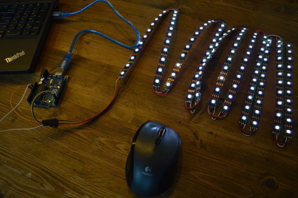 Testing the completed LED strip assembly