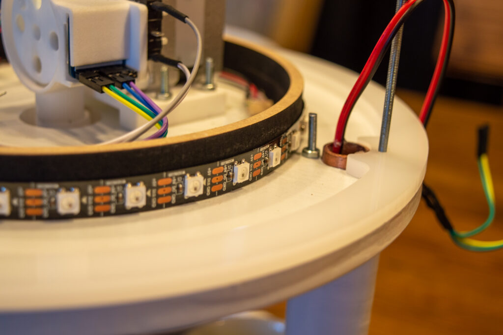 Detail view of the LED strip in the machine