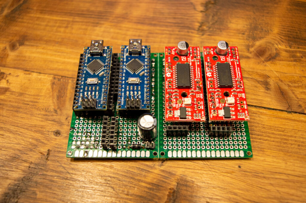 Top view of the controller boards