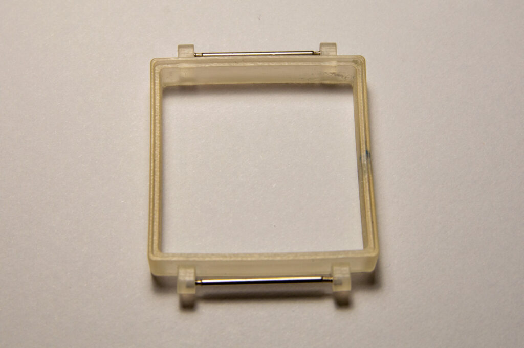 A prototype plastic ClockSquared Mini frame