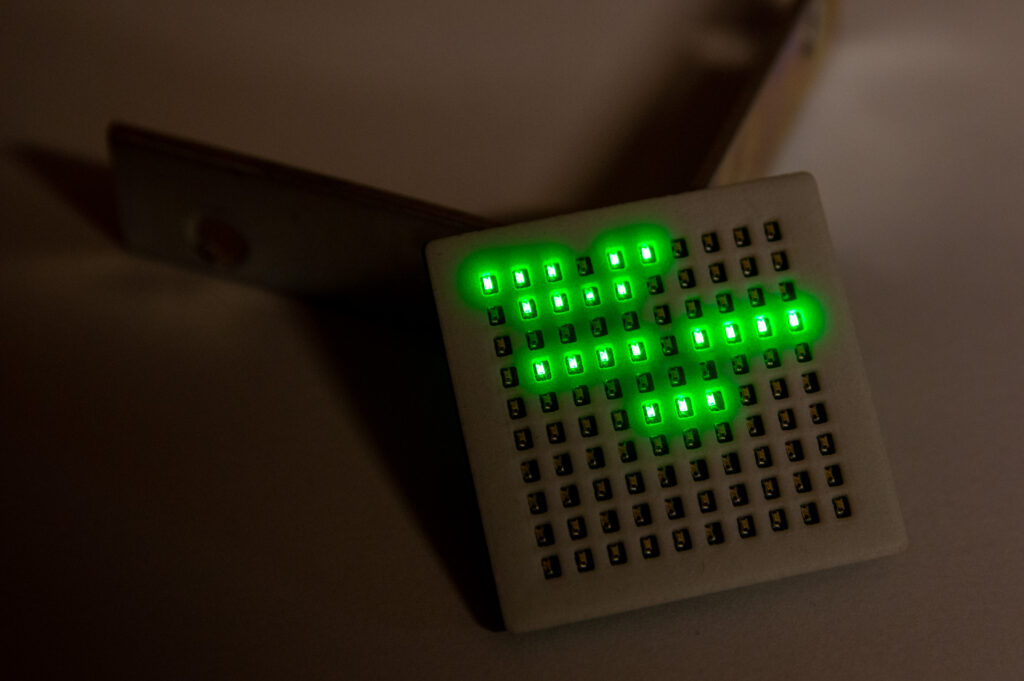 The working ClockSquared Mini PCB with lightbox