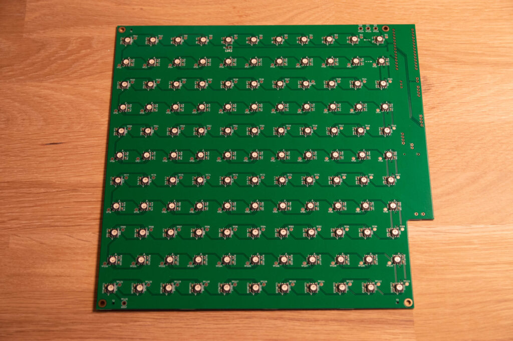 Front side view of the new ClockSquared printed circuit board